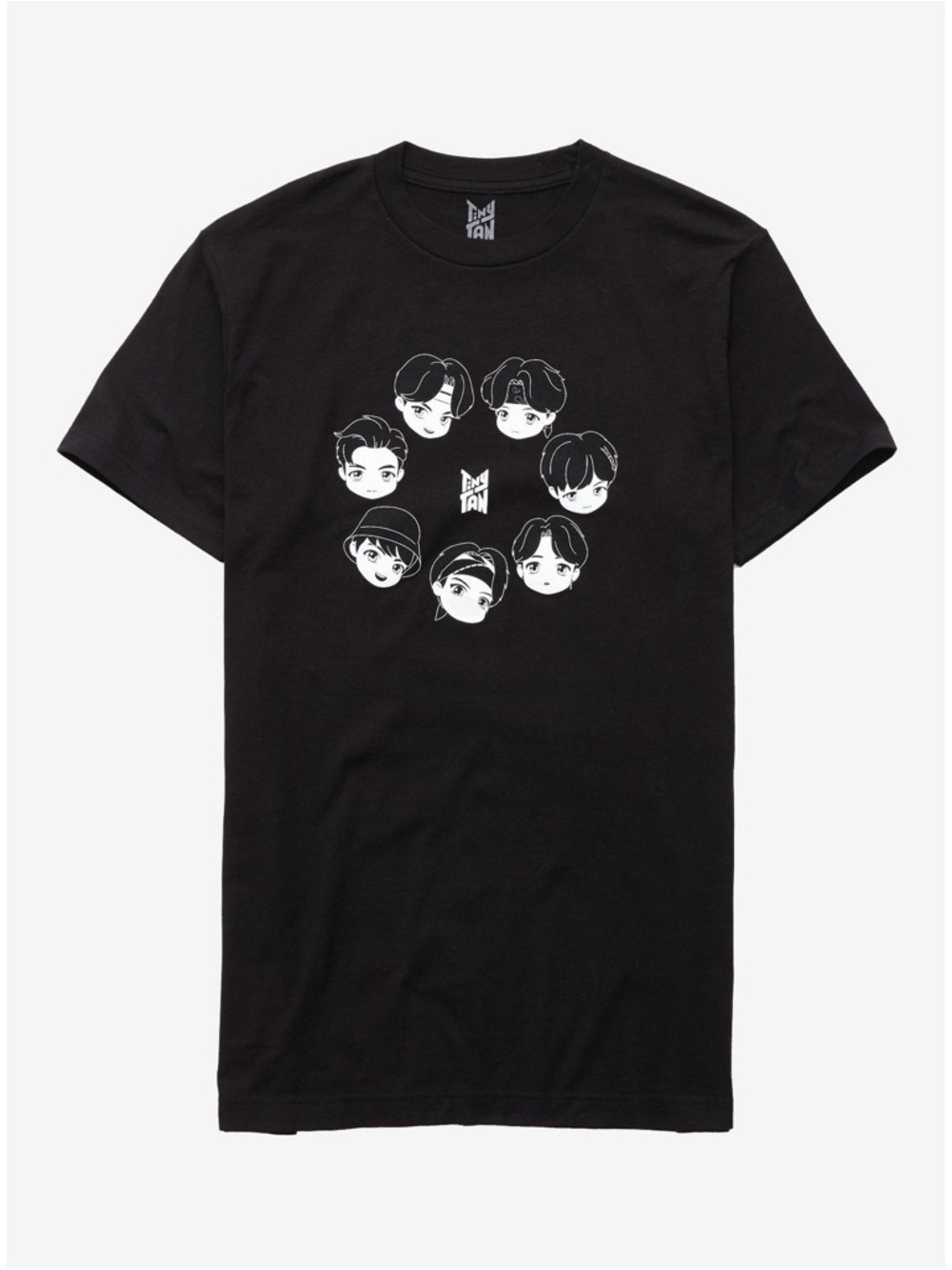 BTS TinyTan Faces Mic Drop Tshirt M Black Cotton Short Sleeve Kpop